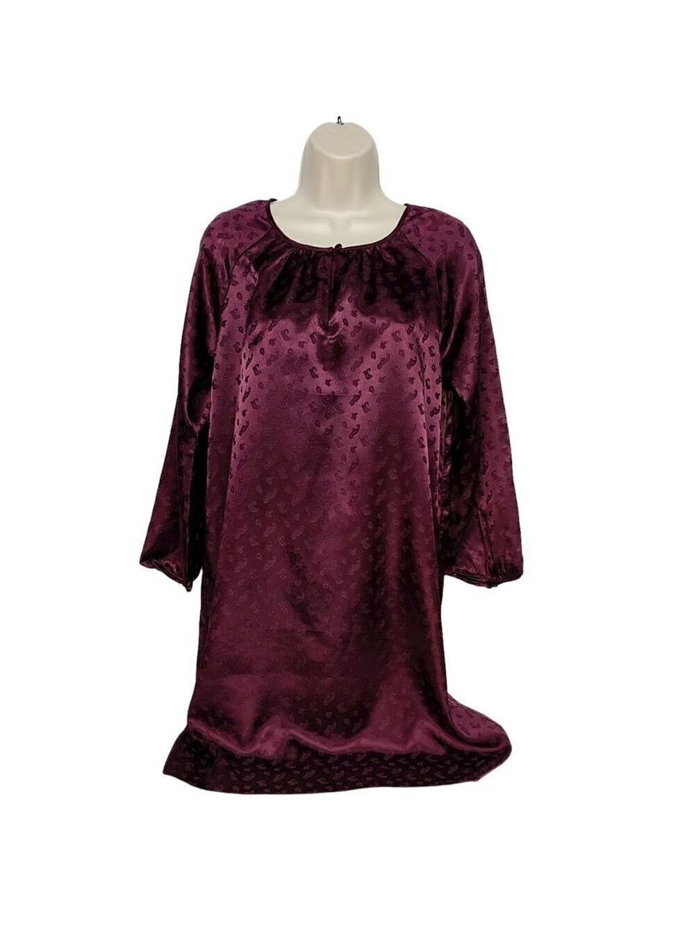 J Crew Burgundy Paisley Shift Dress Long Sleeve Size 6